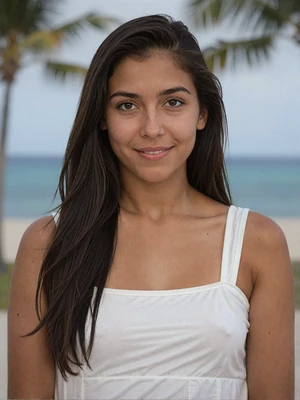 Beautiful Saint Lucian woman with warm Caribbean features and elegant smile